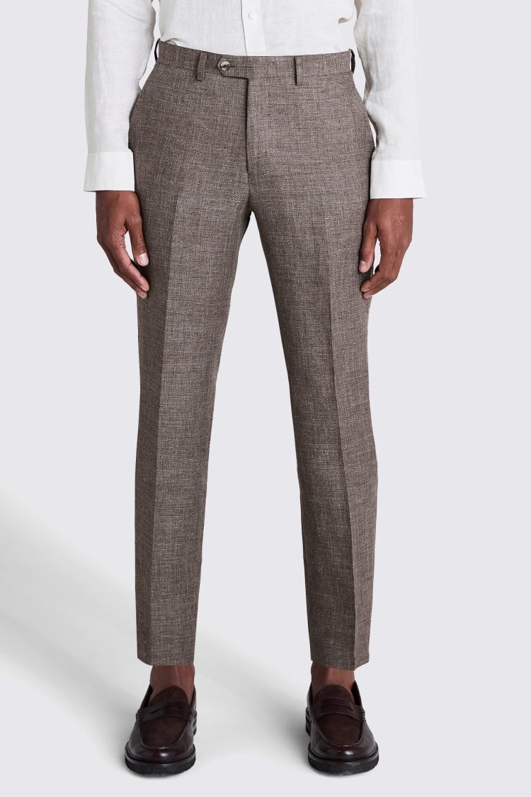 Regular Fit Brown Linen Trousers