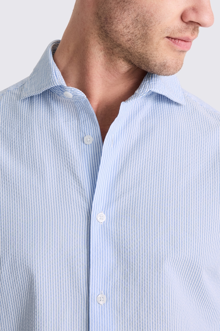 Light Blue Seersucker Stripe Shirt