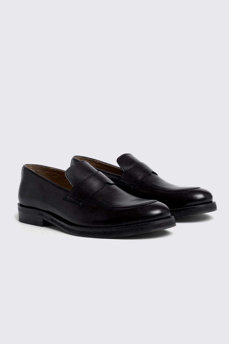 Black Modern Leather Loafer Shoe