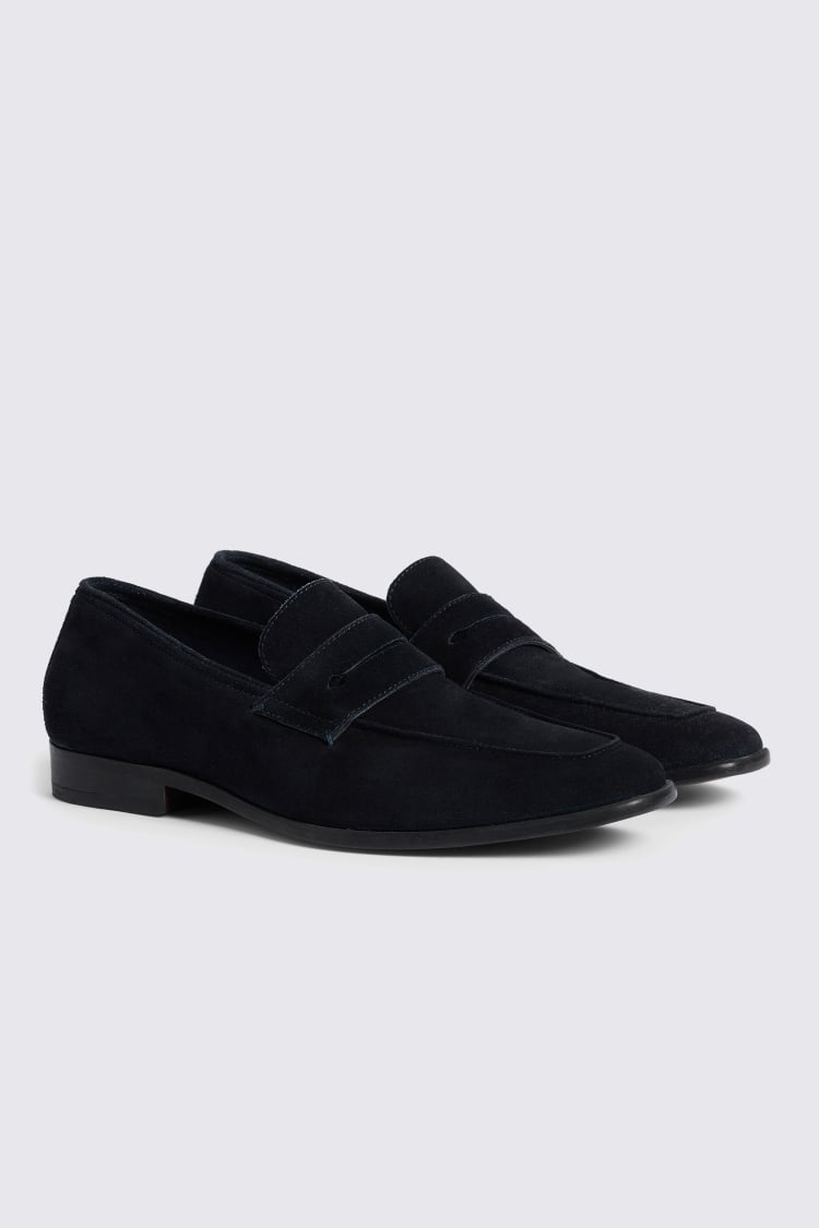 Navy Suede Relaxed Loafers