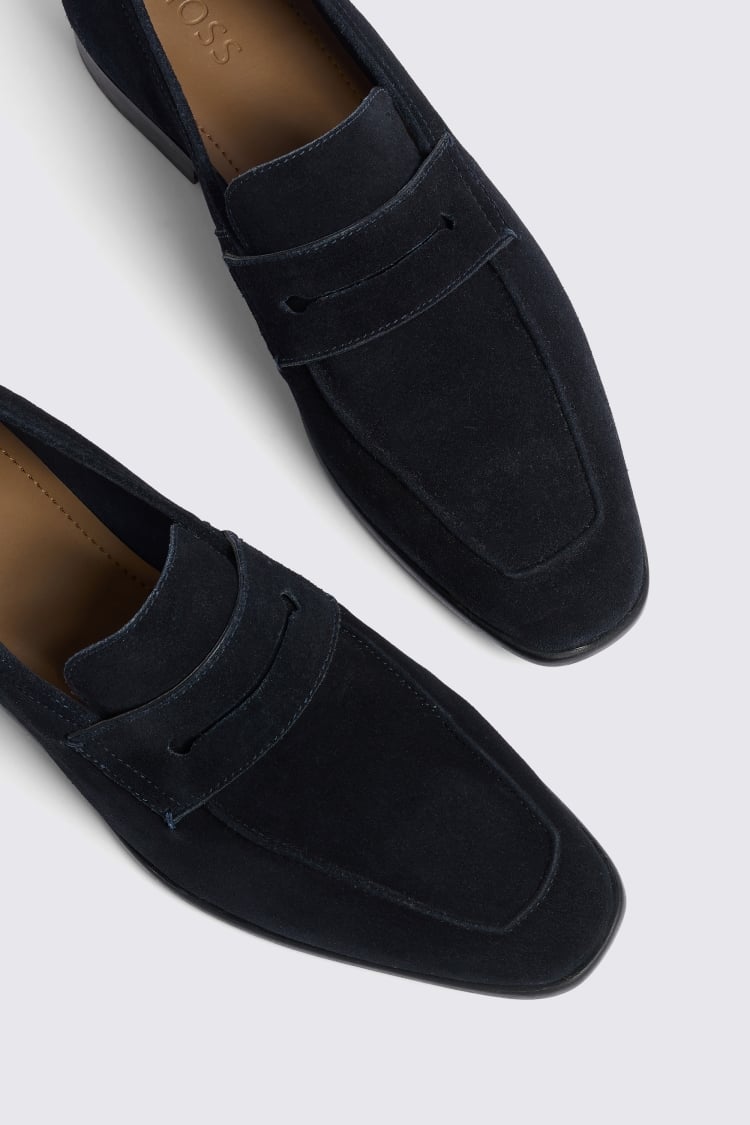 Navy Suede Relaxed Loafers