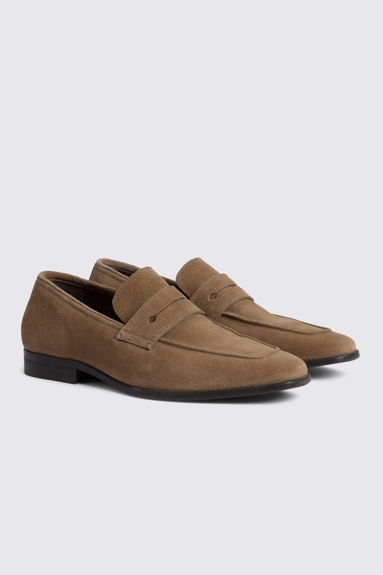 Nude Suede Relaxed Loafer Shoe