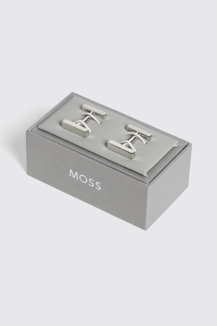 Brushed Silver Bar Cufflink