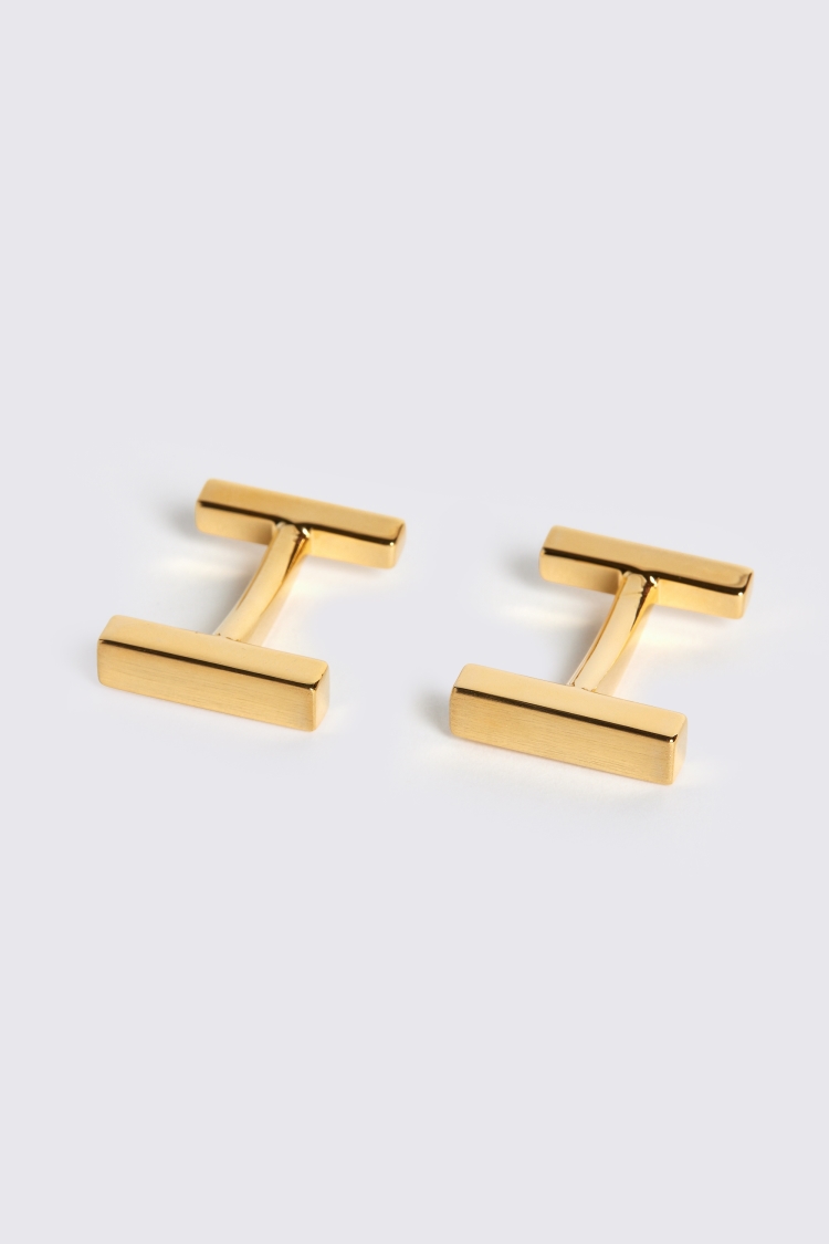 Brushed Gold Tie Bar Cufflinks