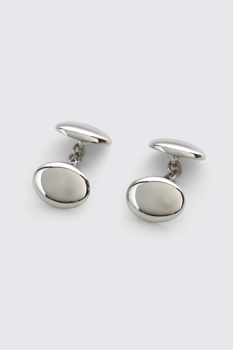 Silver Oval Button Cufflinks