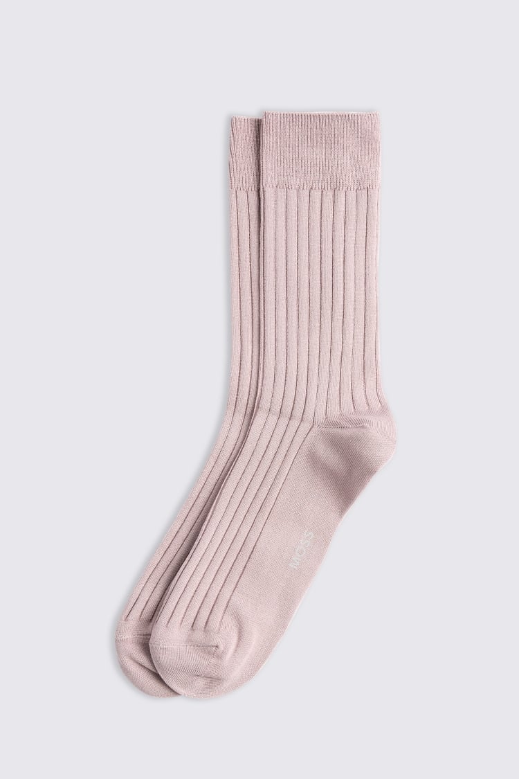 Light Pink Ribbed Mercerised Socks