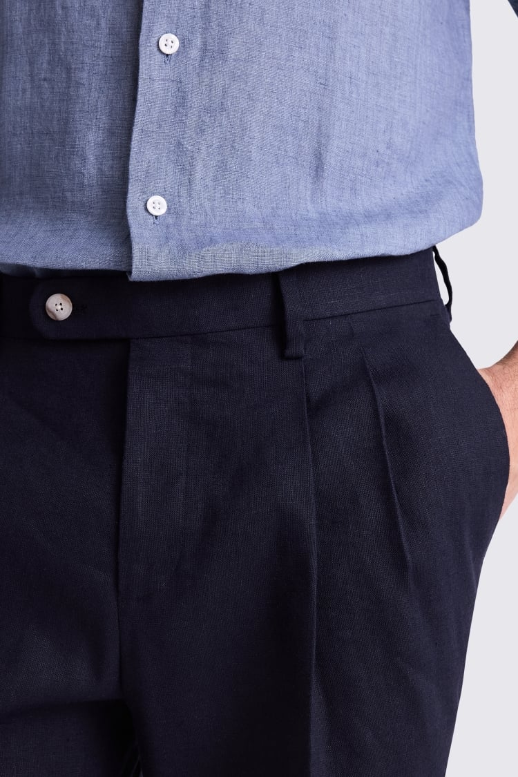 Navy Linen Shorts