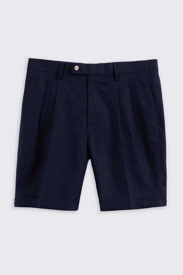 Navy Linen Shorts