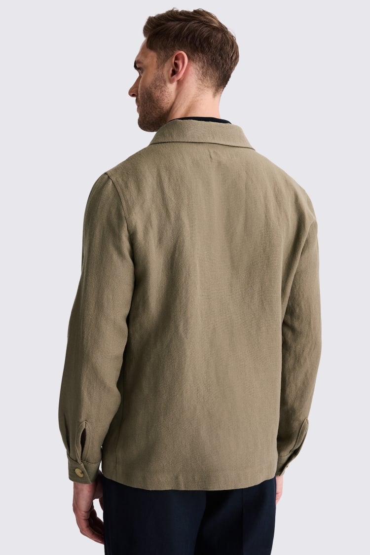 Khaki Wool Linen Shacket 