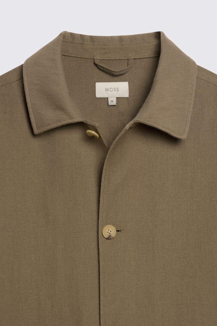 Khaki Wool Linen Shacket 