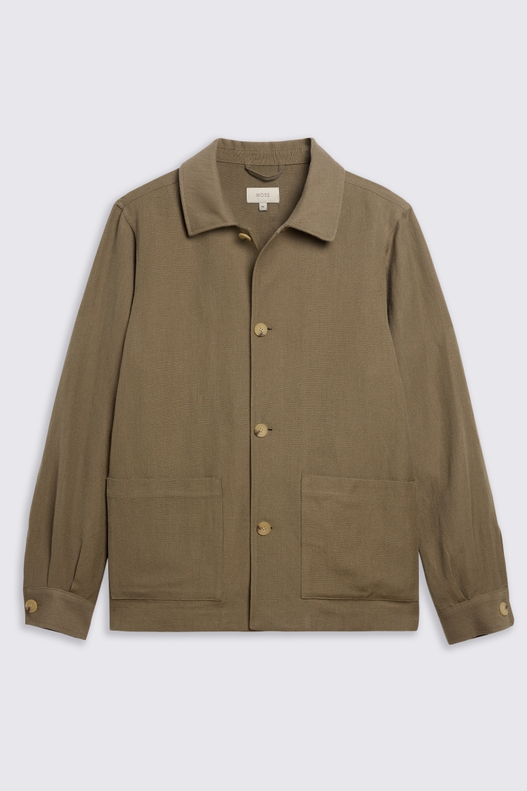 Khaki Wool Linen Shacket 