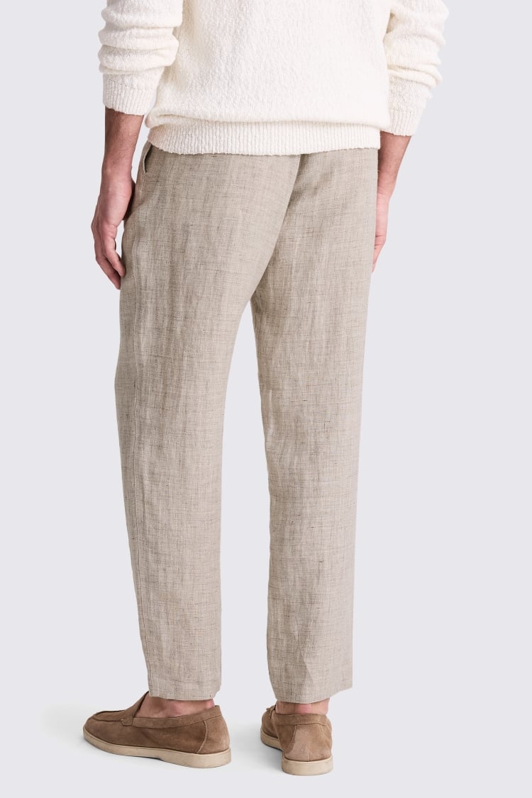 Neutral Linen Drawstring Trousers 