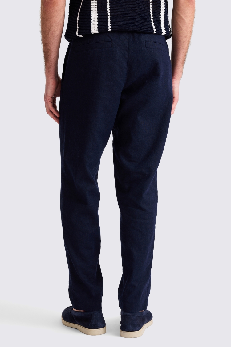Navy Linen Drawstring Trousers