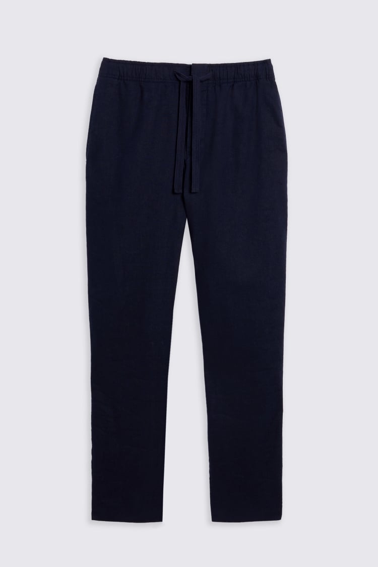 Navy Linen Drawstring Trouser