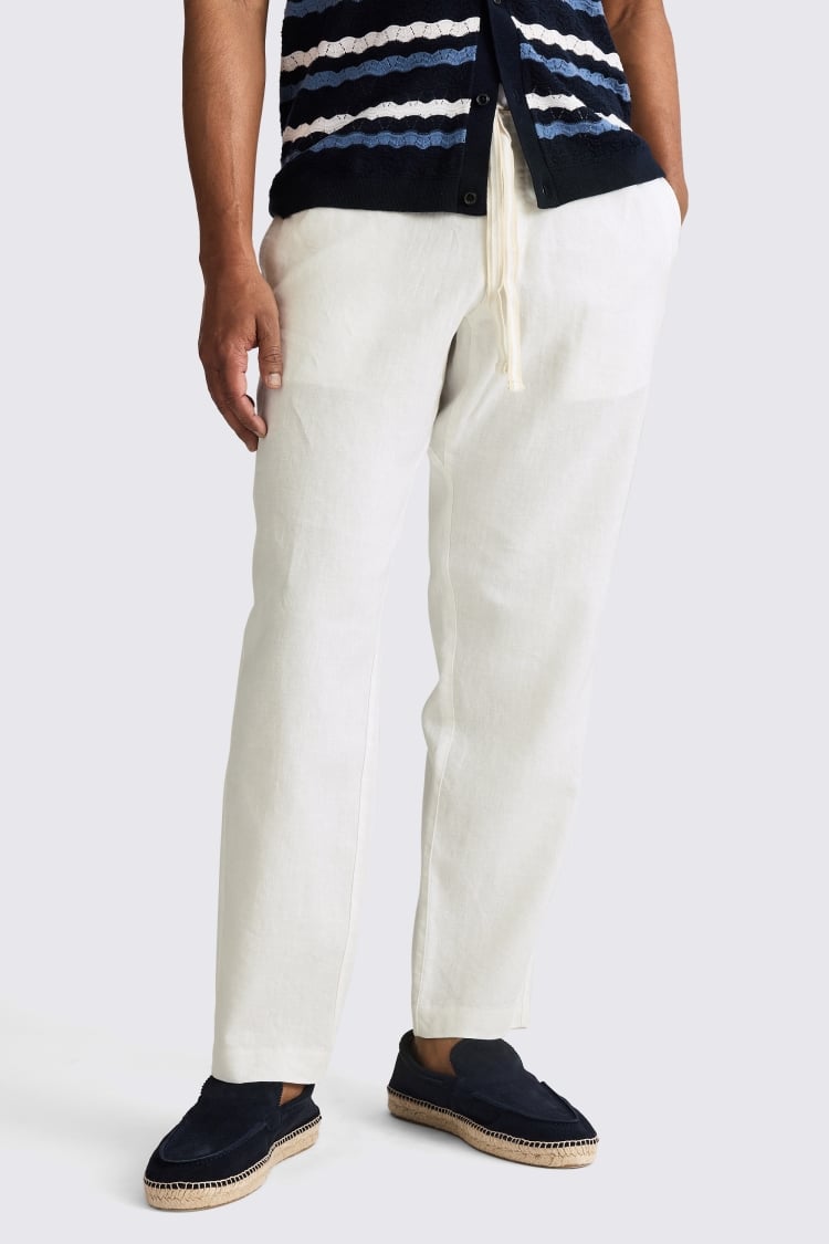 White Linen Drawstring Pants