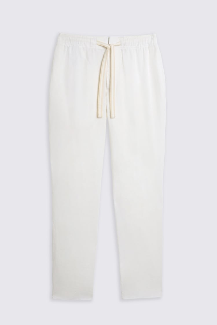 White Linen Drawstring Trousers