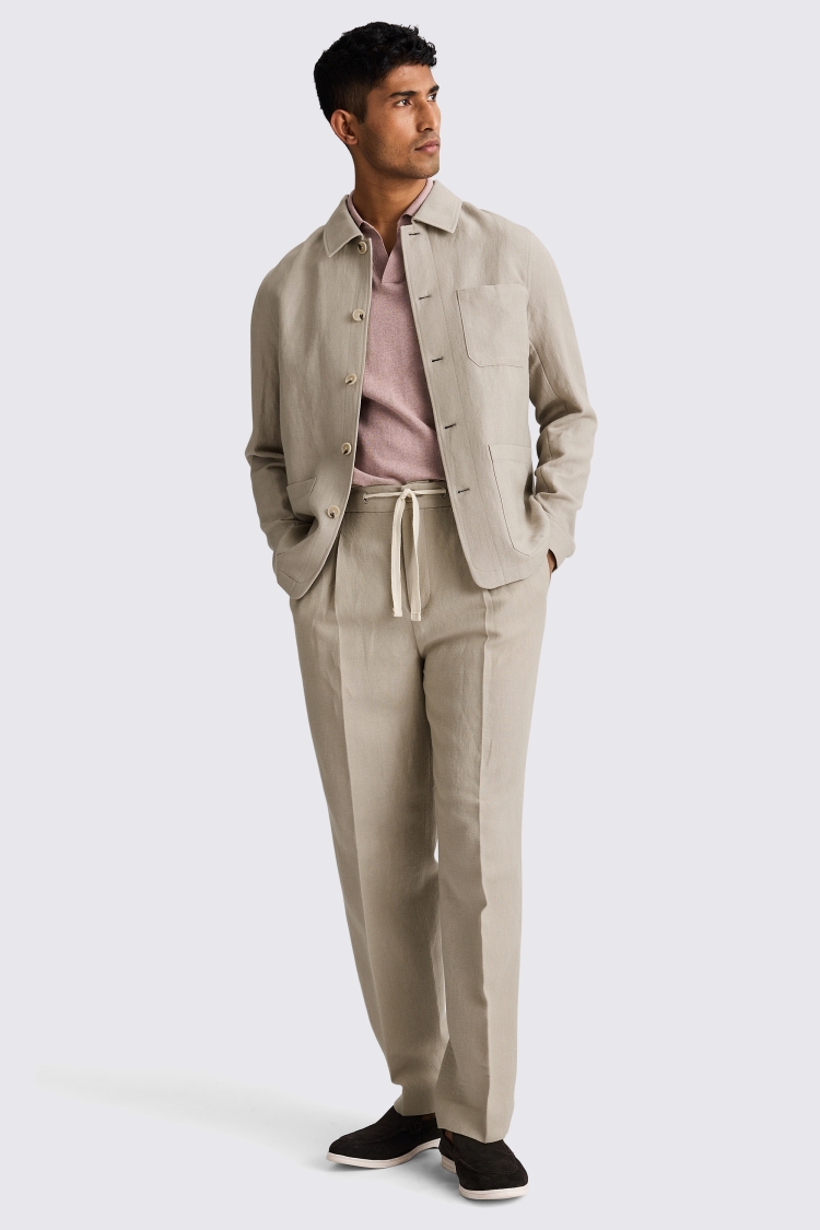 Taupe Wool Linen 3 Pocket Shacket | Buy Online at Moss