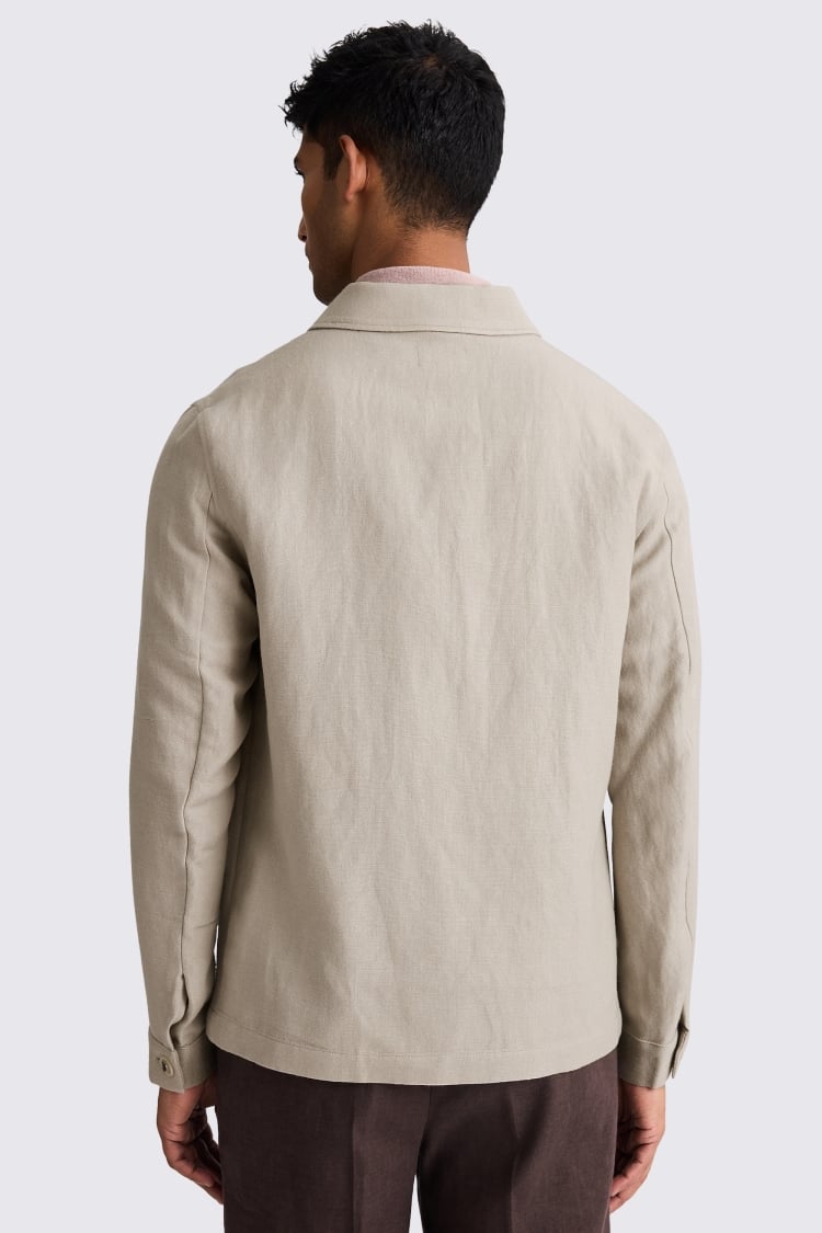 Taupe Wool Linen 3 Pocket Shacket