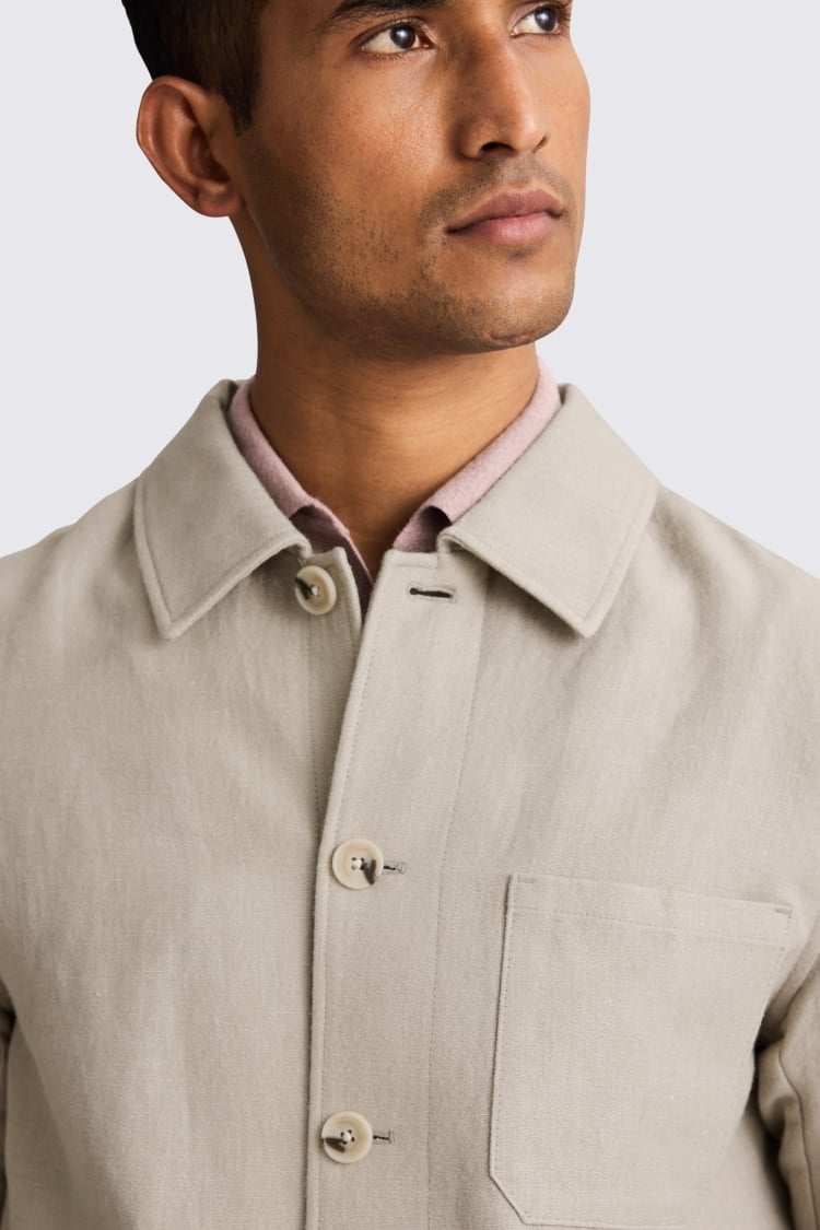 Taupe Wool Linen 3 Pocket Shacket