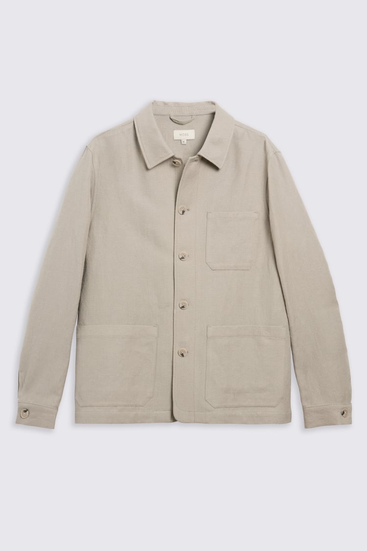 Taupe Wool Linen 3 Pocket Shacket