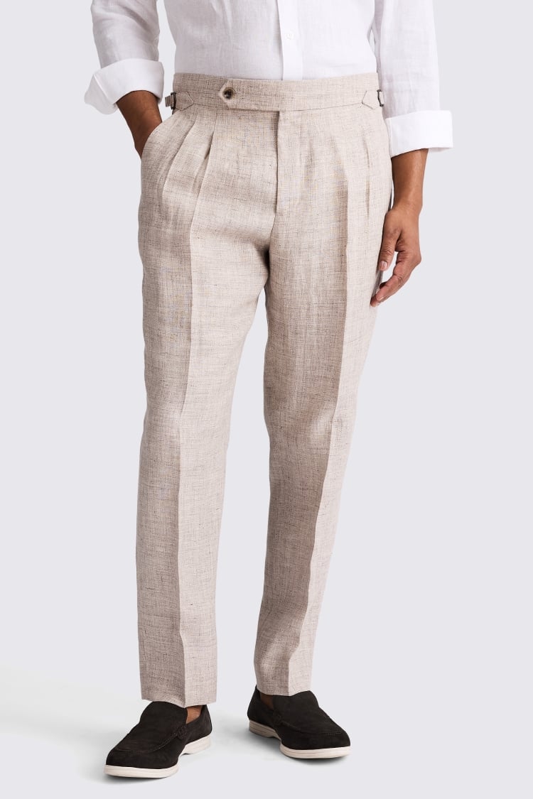 Oatmeal Linen Pleated Pants