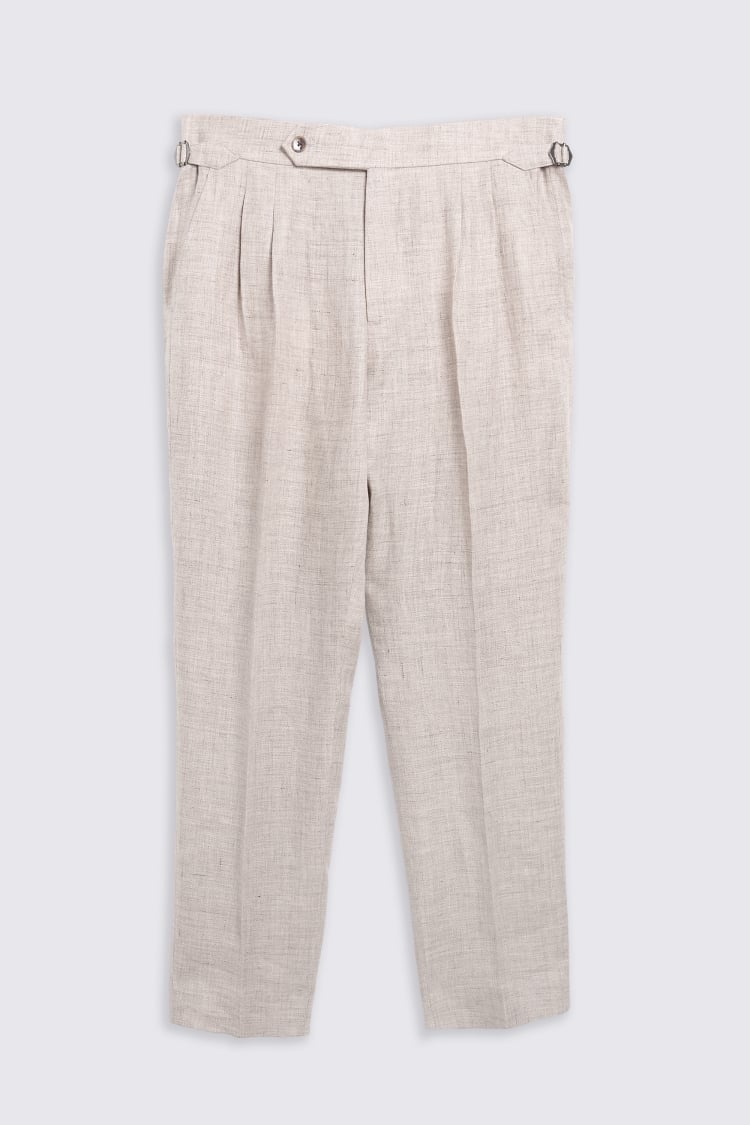 Oatmeal Linen Pleated Trousers