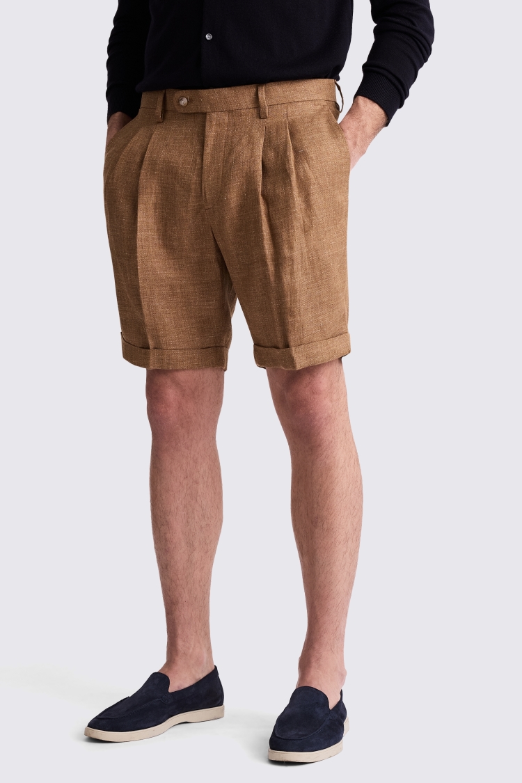 Gold Linen Shorts | Buy Online at Moss