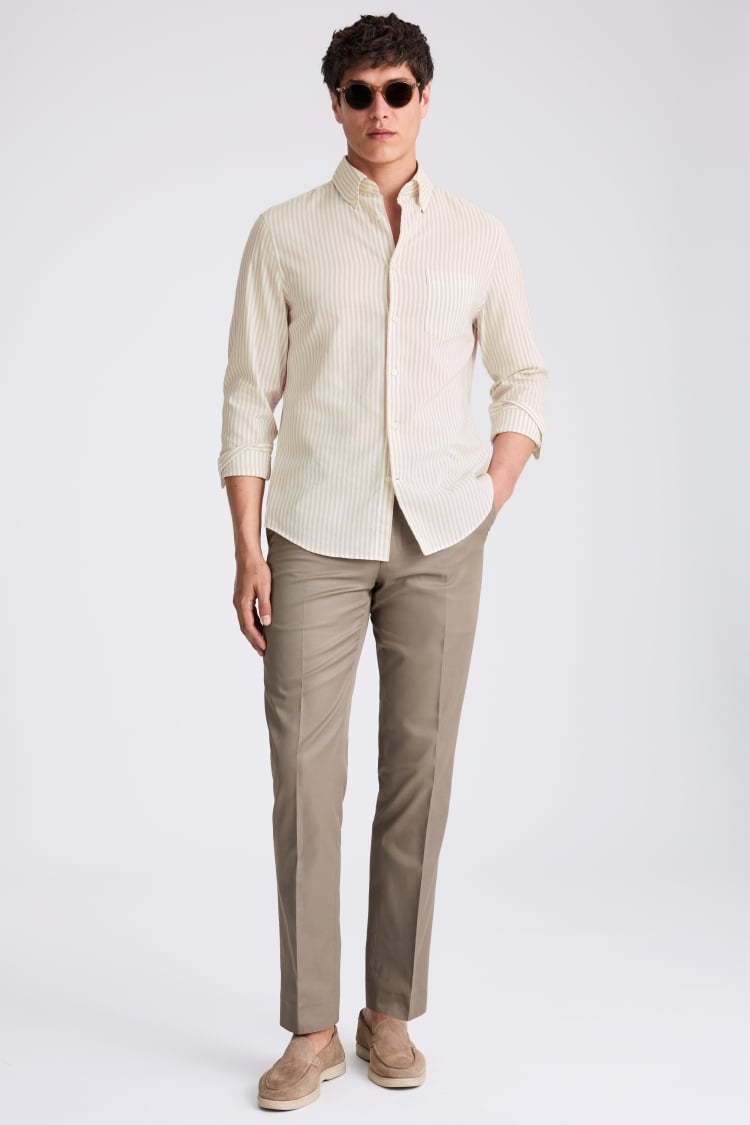 Camel Stripe Lightweight Oxford Shirt