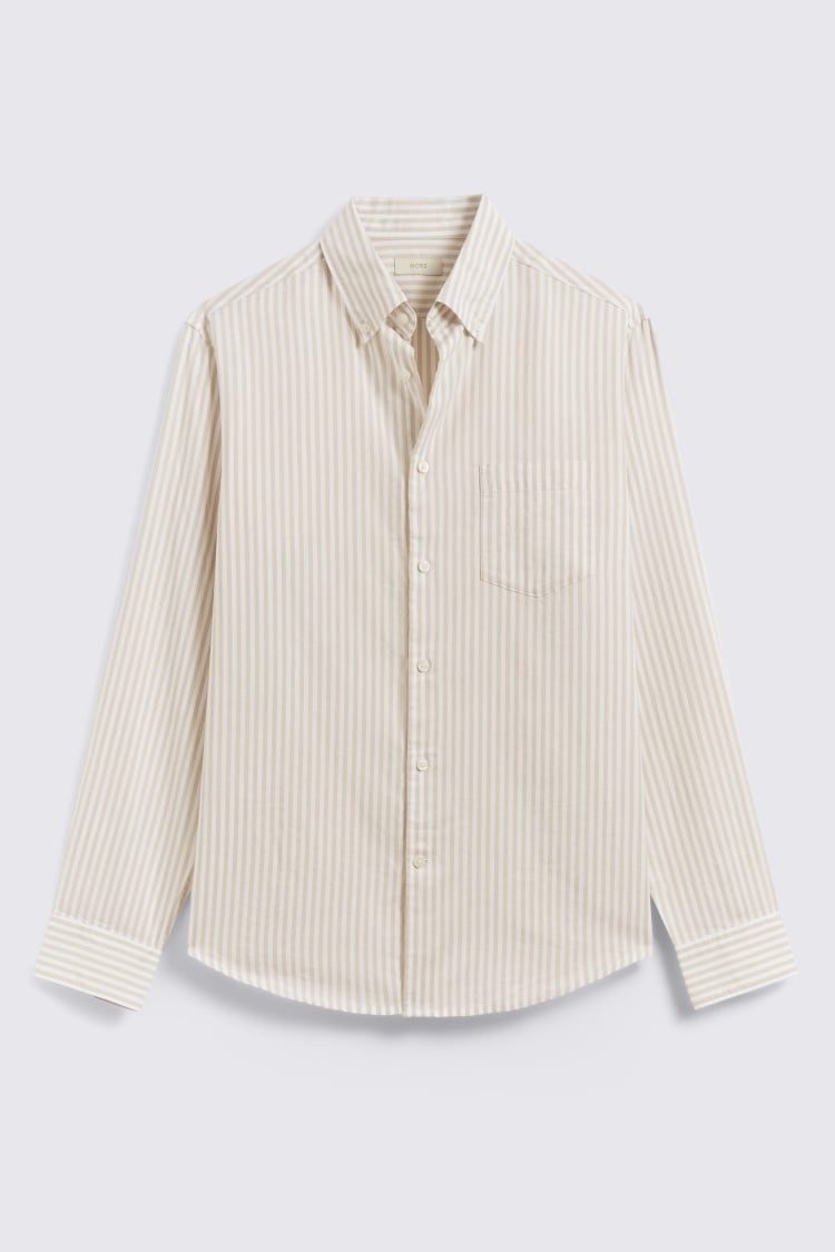 Camel Stripe Lightweight Oxford Shirt
