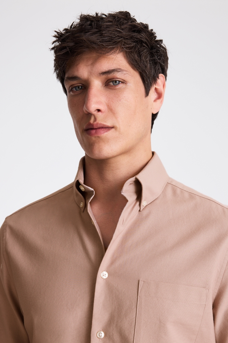 Dusty Pink Short Sleeve Washed Oxford Shirt