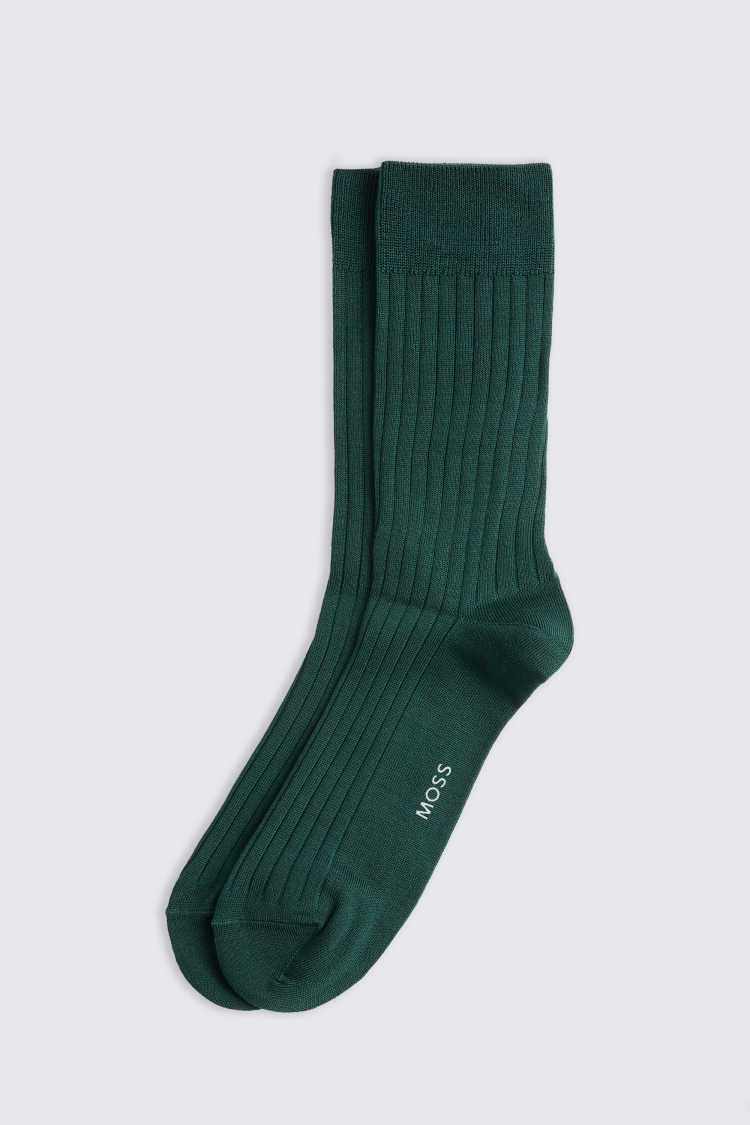 Emerald Green Ribbed Mercerised Socks