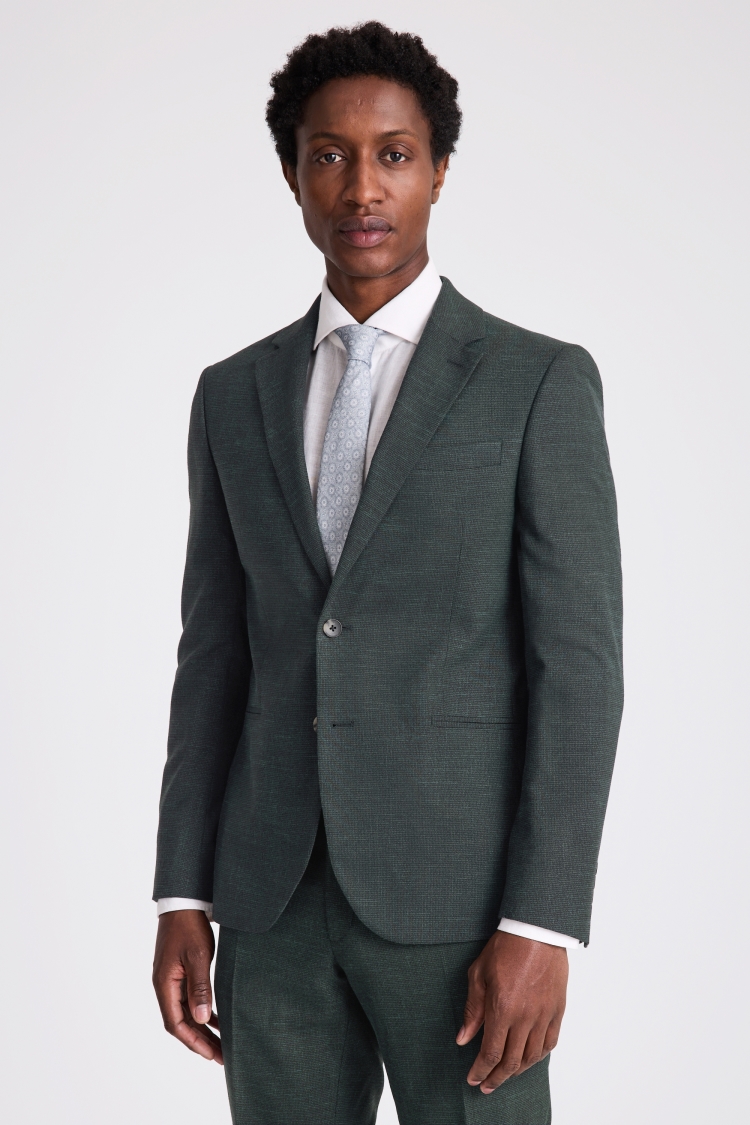 Slim Fit Dark Green Puppytooth Suit
