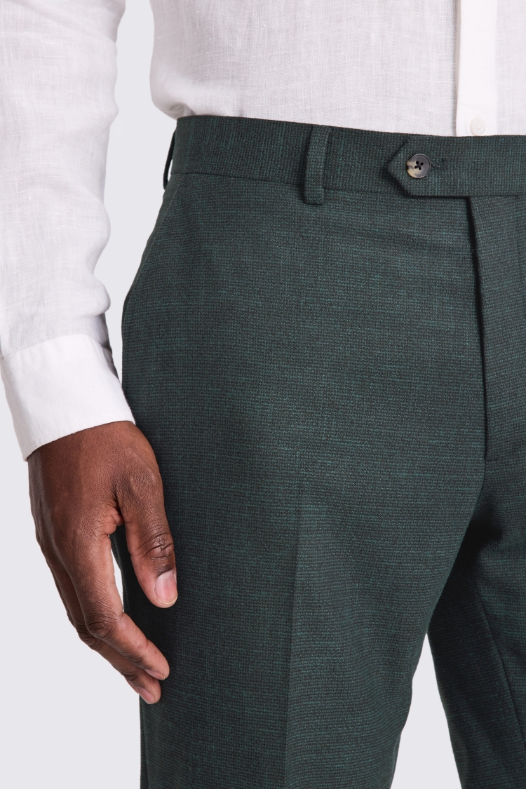 Slim Fit Dark Green Puppytooth Trousers 