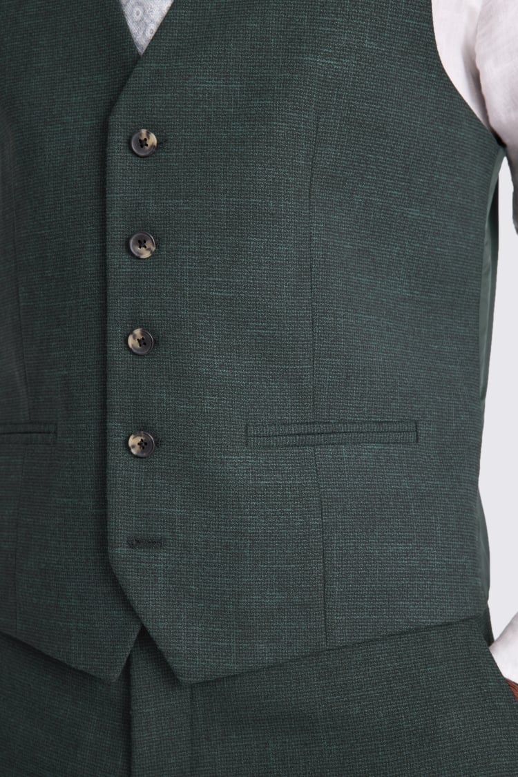 Slim Fit Dark Green Puppy Tooth Waistcoat 