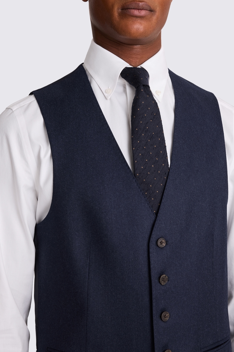 Italian Tailored Fit Plain Blue Waistcoat