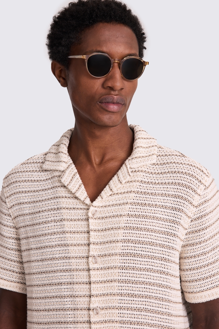 Neutral Crochet Stripe Shirt