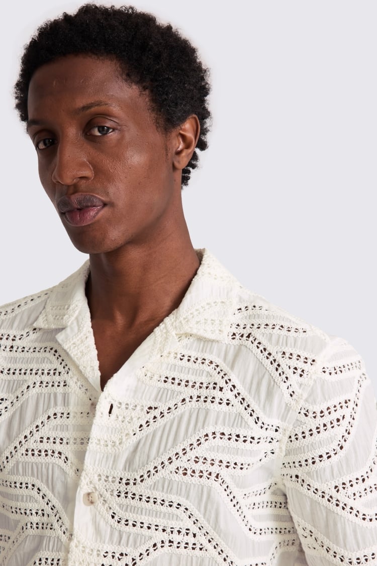 Neutral Cuban Crochet Shirt | Buy Online at Moss
