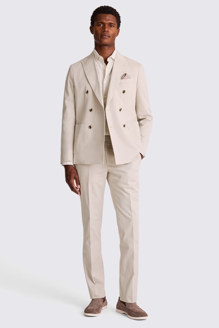 Slim Fit Light Camel Cotton Suit