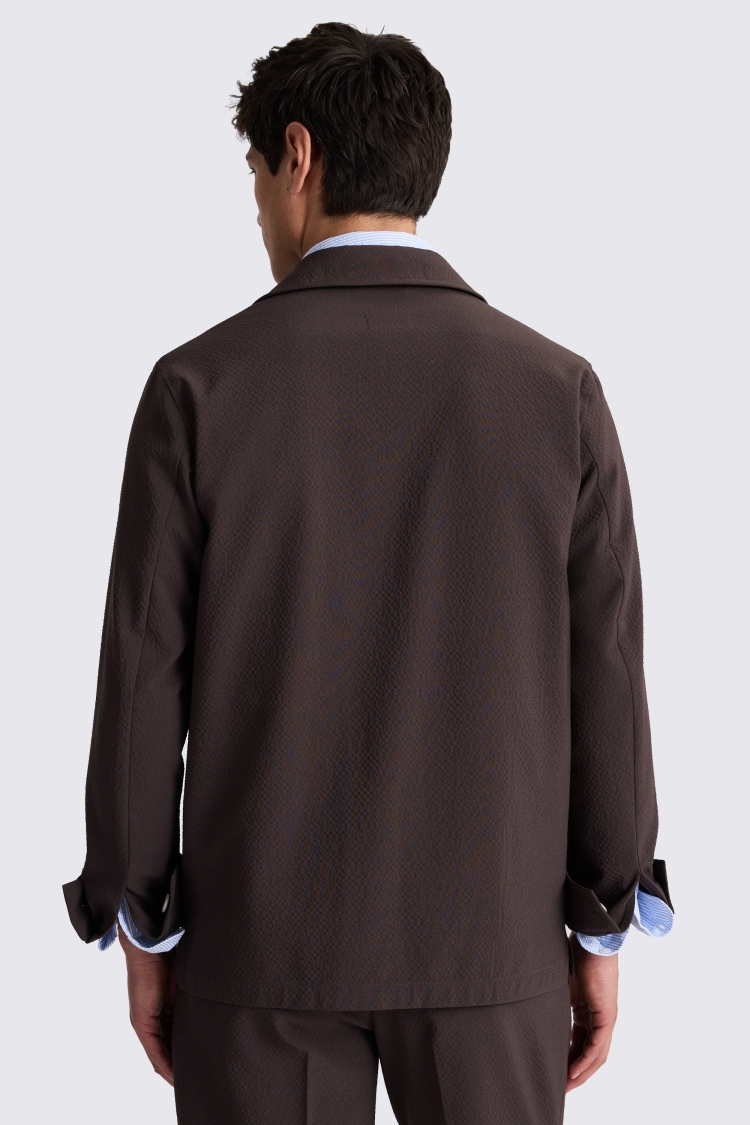 Brown Seersucker Safari Shacket