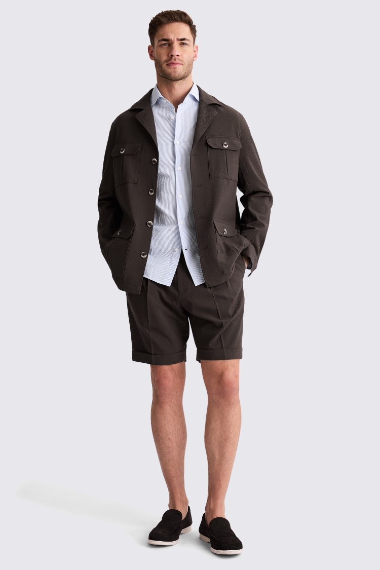 Brown Seersucker Shorts