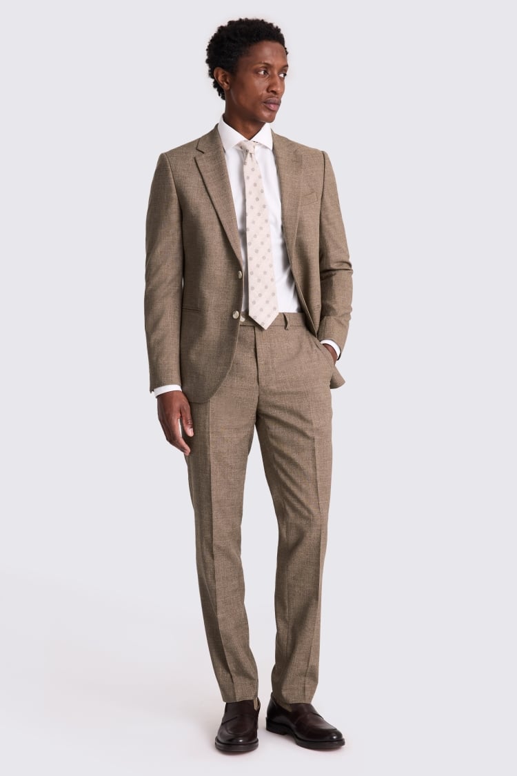 Slim Fit Brown Slub Suit