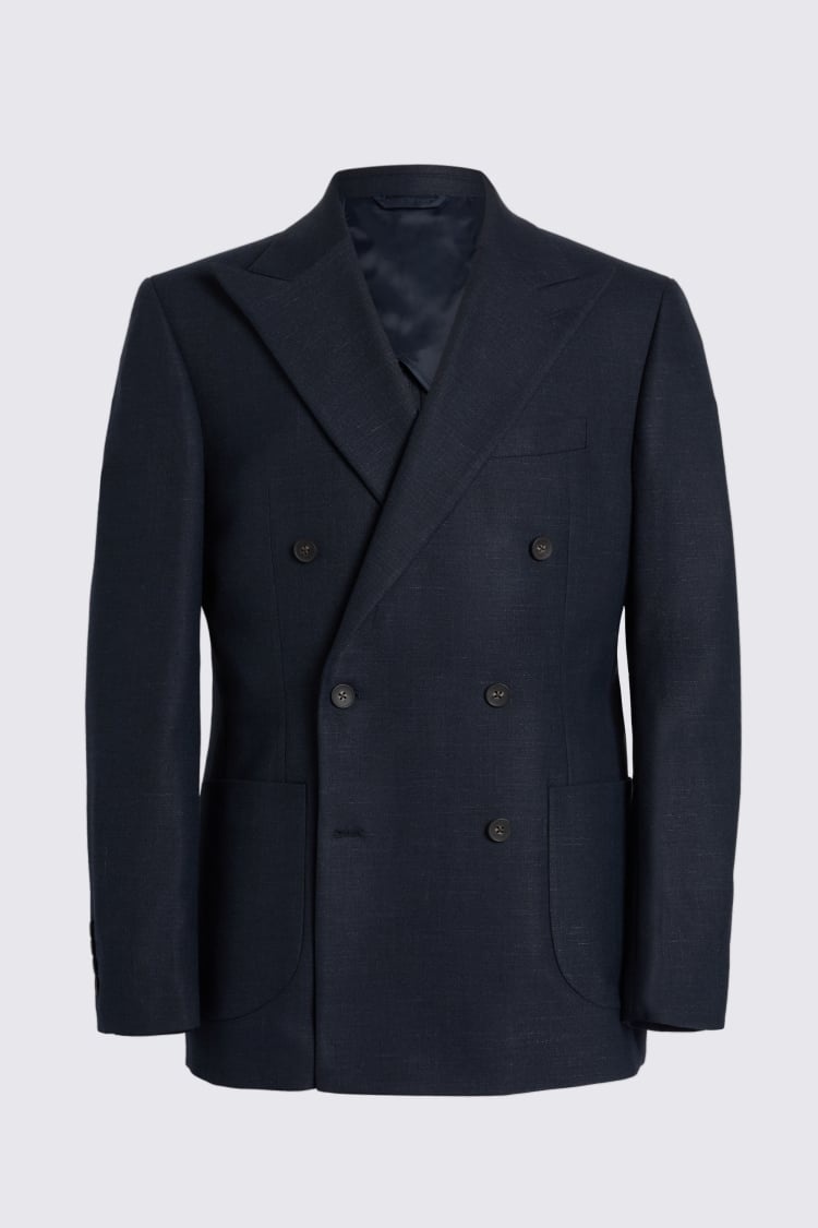 Tailored Fit Navy Slub Jacket 