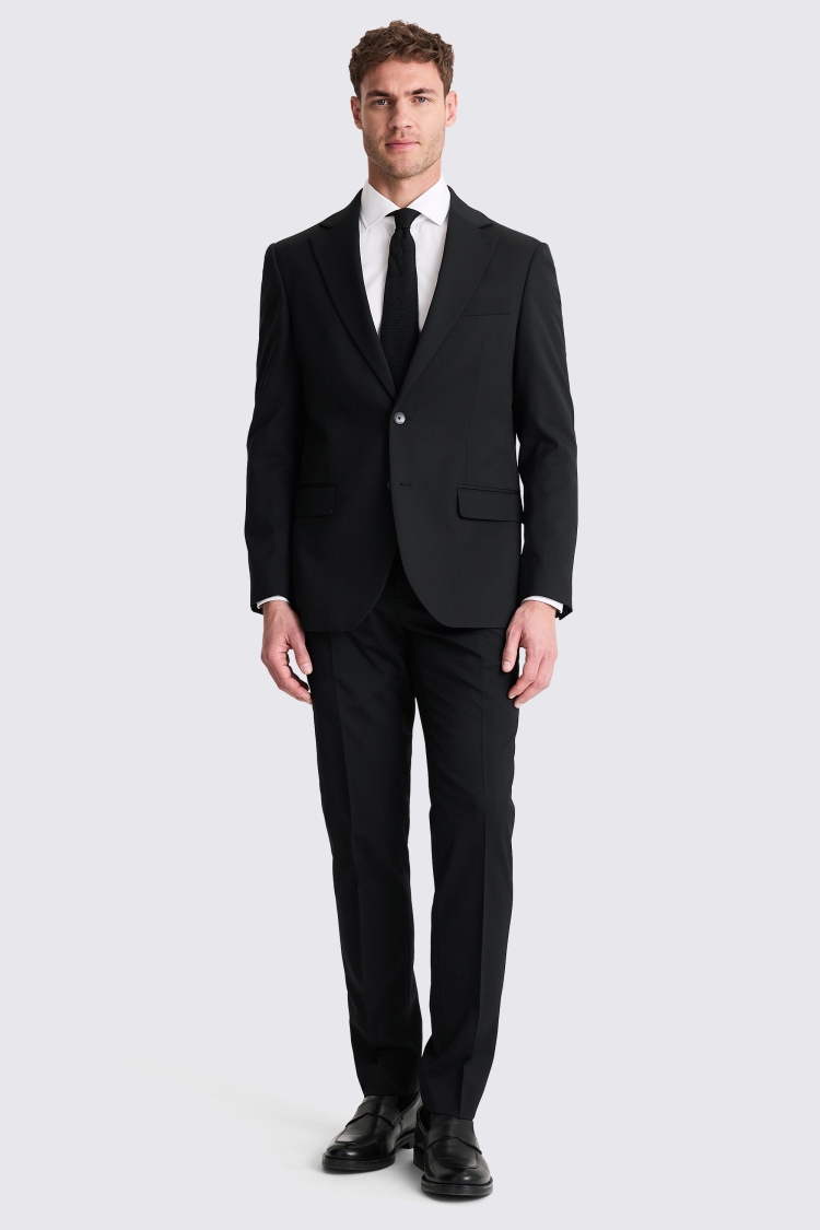 Tailored Fit Black Twill Suit