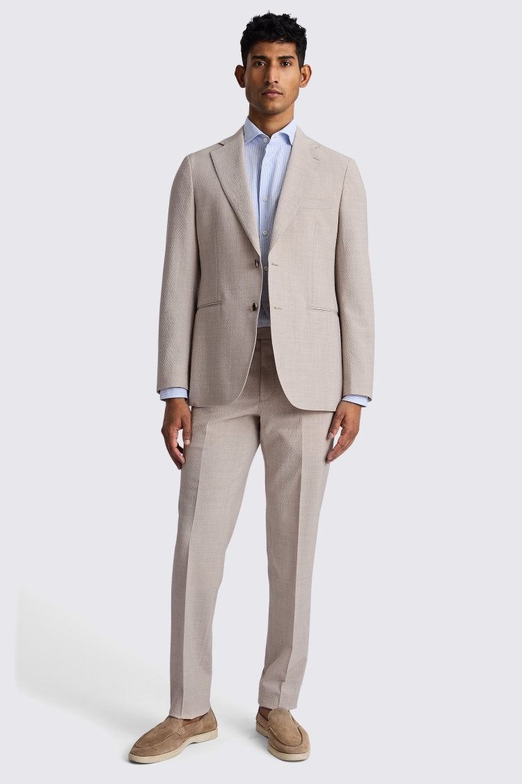 Tailored Fit Oatmeal Seersucker Suit