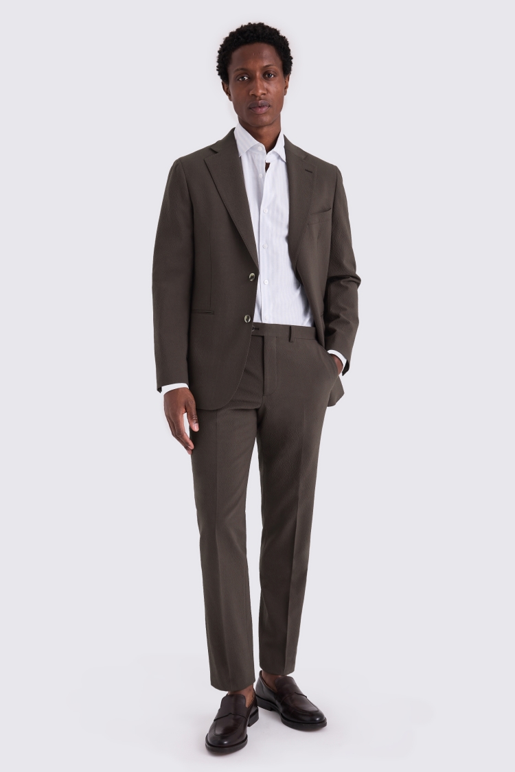 Tailored Fit Brown Seersucker Suit