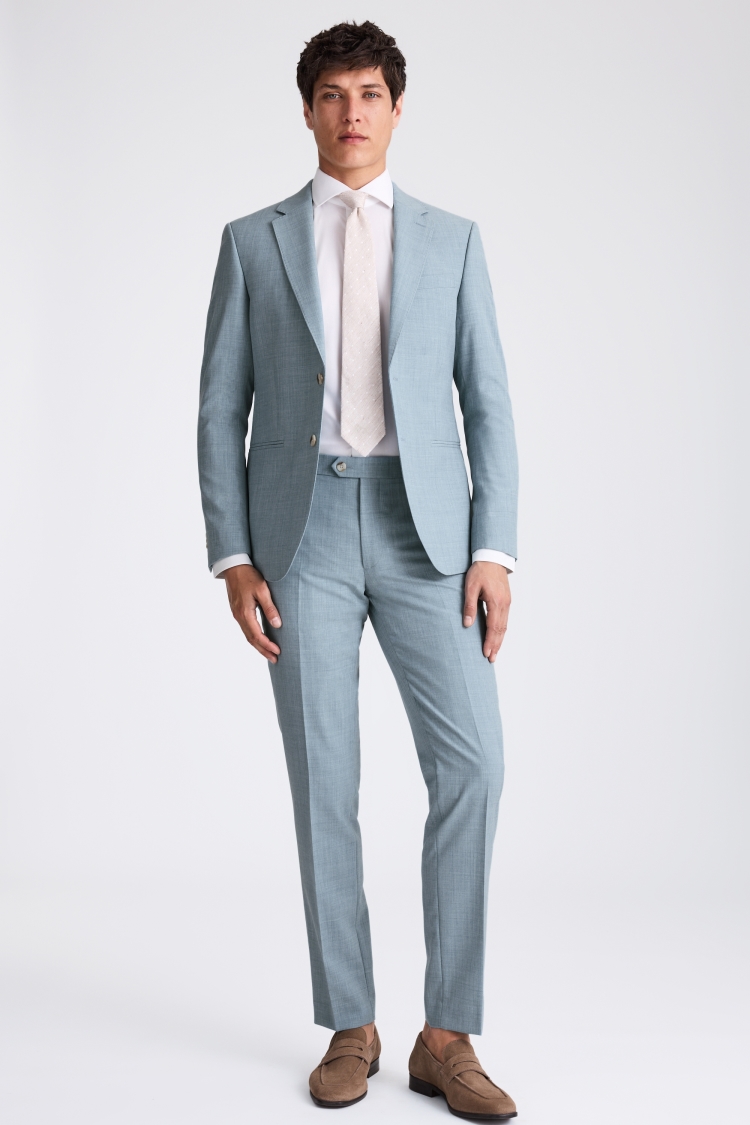 Slim Fit Teal Marl Suit