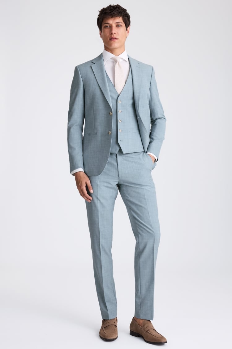 Slim Fit Teal Marl Suit