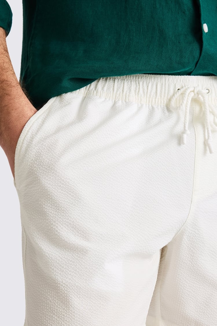 White Seersucker Swim Shorts