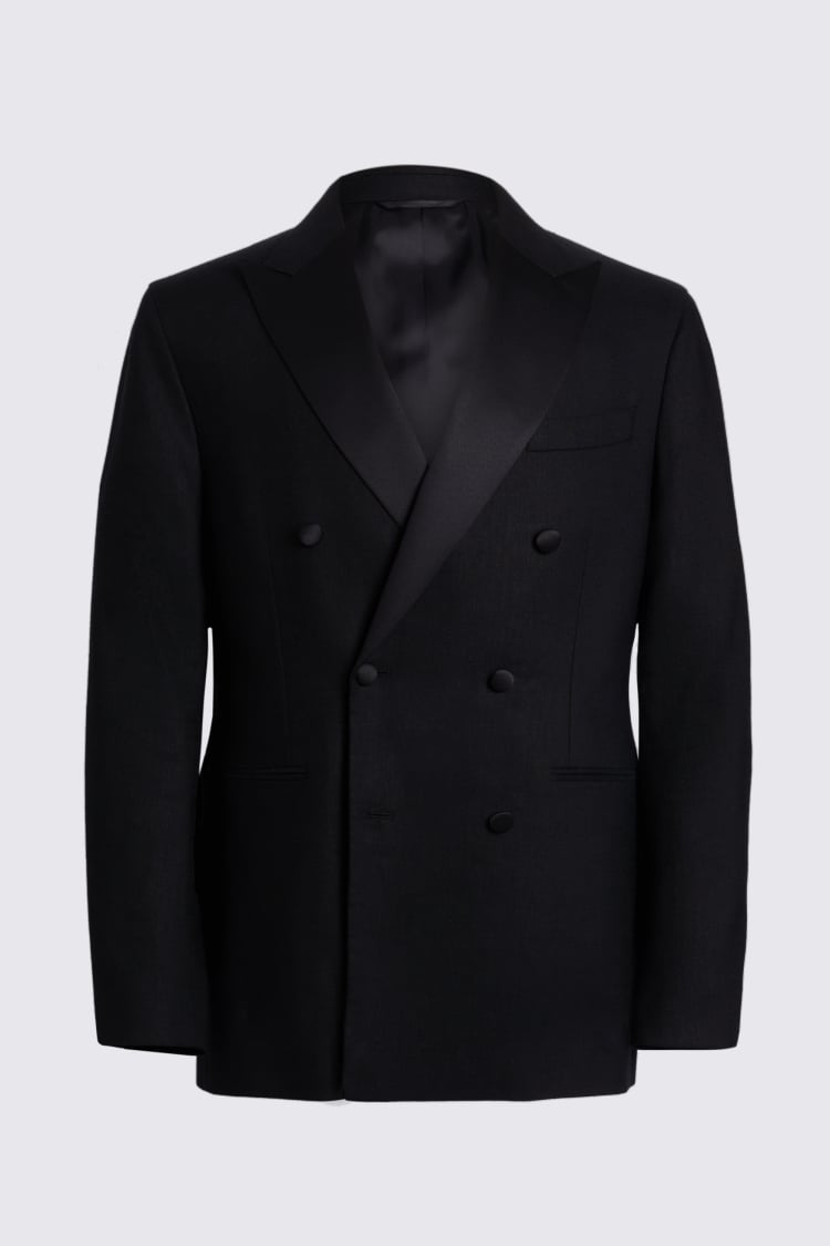 Tailored Fit Black Linen Dress Suit