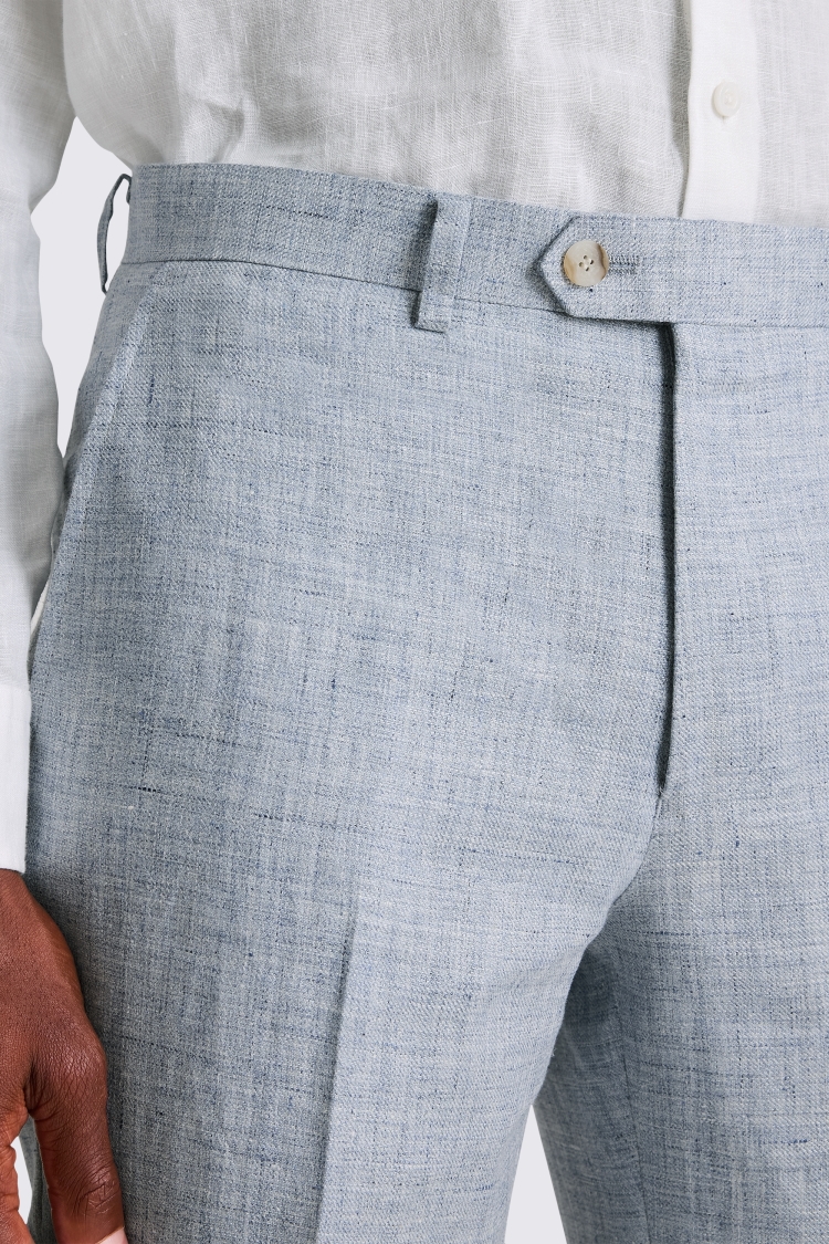Tailored Fit Light Blue Linen Trousers